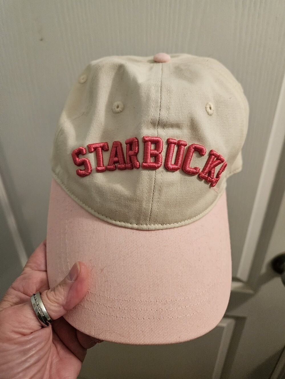 Nwt Starbucks Two-Tone Pink & Cream Baseball Cap